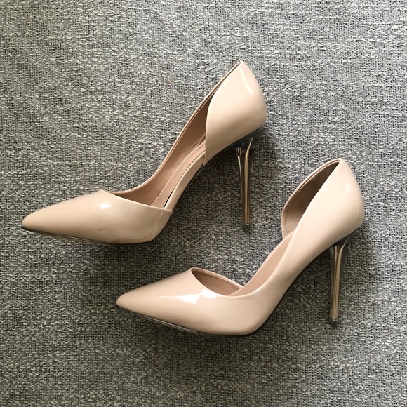 Call It Spring Shoes - Beige pointed toe with gold heels